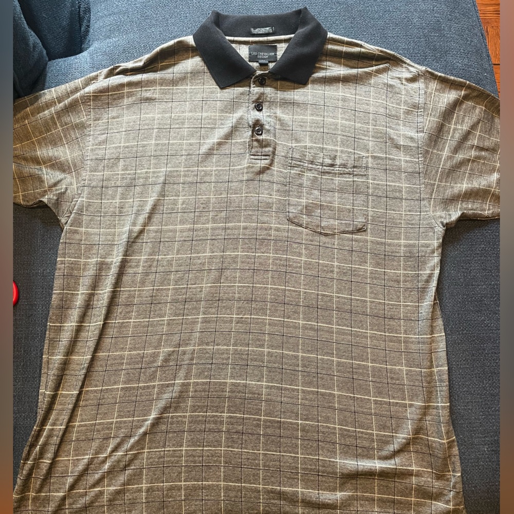 Leo Chevalier Stripped Short Sleeve Mens Golf Polo Shirt Size Large